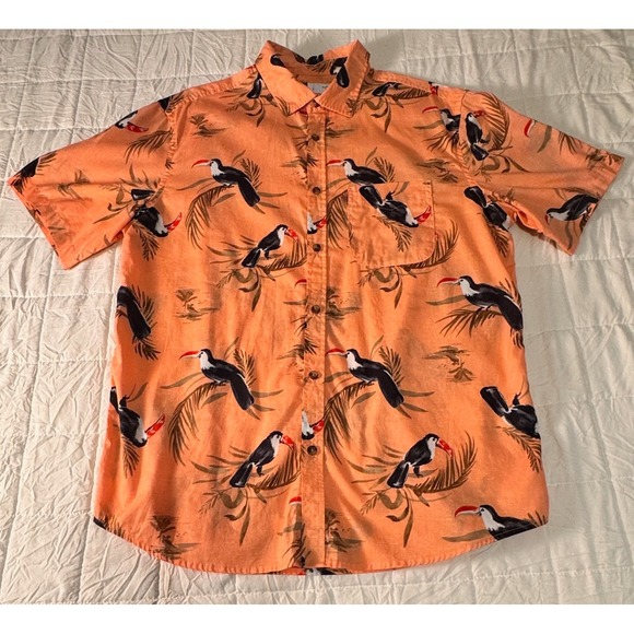 Old Navy Everyday Shirt Toucan Print Regular Fit Built-In Flex L - Picture 1 of 6